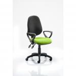 Eclipse II Lever Task Operator Chair Black Back Bespoke Seat With Loop Arms In Lime KCUP0850