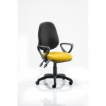 Eclipse Plus II Lever Task Operator Chair Black Back Bespoke Seat With Loop Arms In Senna Yellow KCUP0851