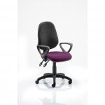Eclipse II Lever Task Operator Chair Black Back Bespoke Seat With Loop Arms In Purple KCUP0852