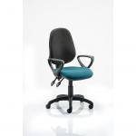 Eclipse II Lever Task Operator Chair Black Back Bespoke Seat With Loop Arms In Teal KCUP0854