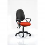 Eclipse Plus II Lever Task Operator Chair Black Back Bespoke Seat With Loop Arms In Tabasco Orange KCUP0855
