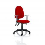 Eclipse III Lever Task Operator Chair Bespoke With Height Adjustable Arms In Post Box Red KCUP0856