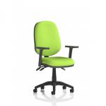 The Dynamic General Desk Chairs Eclipse Plus III Lever Task Operator Chair is a sleek and modern office chair with adjustable height arms and a unique myrrh green back and seat. This chair is a great addition to any workspace and offers both comfort and style.