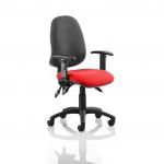 Eclipse III Lever Task Operator Chair Black Back Bespoke Seat With Height Adjustable Arms In Bergamot Cherry KCUP0872
