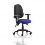 Eclipse III Lever Task Operator Chair Black Back Bespoke Seat With Height Adjustable Arms In Admiral Blue KCUP0873