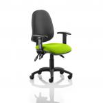 Eclipse III Lever Task Operator Chair Black Back Bespoke Seat With Height Adjustable Arms In Lime KCUP0874