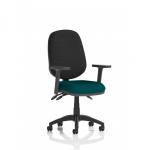 A sleek and versatile task chair, the Dynamic General Desk Chairs Eclipse Plus III features height adjustable arms and a bespoke maringa teal seat. Its ergonomic design is perfect for long hours of work.