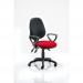 Eclipse III Lever Task Operator Chair Black Back Bespoke Seat With Loop Arms In Post Box Red KCUP0880