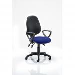 Eclipse III Lever Task Operator Chair Black Back Bespoke Seat With Loop Arms In Admiral Blue KCUP0881