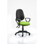 Eclipse III Lever Task Operator Chair Black Back Bespoke Seat With Loop Arms In Lime KCUP0882