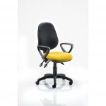 Eclipse Plus III Lever Task Operator Chair Black Back Bespoke Seat With Loop Arms In Senna Yellow KCUP0883