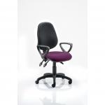 Eclipse III Lever Task Operator Chair Black Back Bespoke Seat With Loop Arms In Purple KCUP0884
