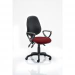 Eclipse III Lever Task Operator Chair Black Back Bespoke Seat With Loop Arms In Ginseng Chilli KCUP0885