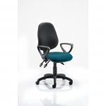 Eclipse Plus III Lever Task Operator Chair Black Back Bespoke Seat With Loop Arms In Maringa Teal KCUP0886