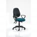 Eclipse III Lever Task Operator Chair Black Back Bespoke Seat With Loop Arms In Teal KCUP0886