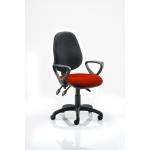 Eclipse III Lever Task Operator Chair Black Back Bespoke Seat With Loop Arms In Orange KCUP0887