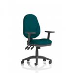 The photograph captures a sleek and modern Dynamic General Desk Chair Eclipse Plus XL Lever Task Operator Chair. Its height adjustable arms and bespoke color back and seat in Maringa Teal make it a stylish addition to any office space.