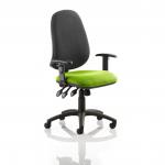 Eclipse Plus XL Lever Task Operator Chair Black Back Bespoke Seat With Height Adjustable Arms In Myrrh Green KCUP0906