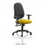Eclipse XL Lever Task Operator Chair Black Back Bespoke Seat With Height Adjustable Arms In Yellow KCUP0907