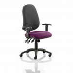 Eclipse XL Lever Task Operator Chair Black Back Bespoke Seat With Height Adjustable Arms In Purple KCUP0908