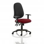 Eclipse XL Lever Task Operator Chair Black Back Bespoke Seat With Height Adjustable Arms In Ginseng Chilli KCUP0909