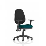 The Dynamic General Desk Chairs Eclipse Plus XL Lever Task Operator Chair features height adjustable arms and a unique, bespoke colour seat in Maringa Teal. Its sleek design and functionality make it an ideal choice for any workspace.