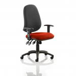 Eclipse Plus XL Lever Task Operator Chair Black Back Bespoke Seat With Height Adjustable Arms In Tabasco Orange KCUP0911