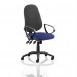 Eclipse XL Lever Task Operator Chair Black Back Bespoke Seat With Loop Arms In Admiral Blue KCUP0913