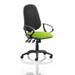 Eclipse Plus XL Lever Task Operator Chair Black Back Bespoke Seat With Loop Arms In Myrrh Green KCUP0914