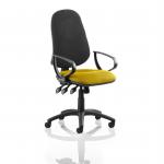 Eclipse Plus XL Lever Task Operator Chair Black Back Bespoke Seat With Loop Arms In Senna Yellow KCUP0915