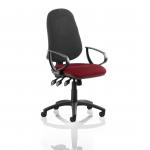 Eclipse XL Lever Task Operator Chair Black Back Bespoke Seat With Loop Arms In Ginseng Chilli KCUP0917