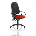 Eclipse Plus XL Lever Task Operator Chair Black Back Bespoke Seat With Loop Arms In Tabasco Orange KCUP0919