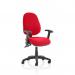 Luna III Lever Task Operator Chair Bespoke With Height Adjustable And Folding Arms In Post Box Red KCUP0944