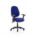 Luna III Lever Task Operator Chair Bespoke With Height Adjustable And Folding Arms In Admiral Blue KCUP0945