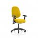 Luna III Lever Task Operator Chair Bespoke With Height Adjustable And Folding Arms In Yellow KCUP0947