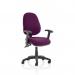 Luna III Lever Task Operator Chair Bespoke With Height Adjustable And Folding Arms In Purple KCUP0948