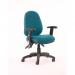 Luna III Lever Task Operator Chair Bespoke With Height Adjustable And Folding Arms In Teal KCUP0950