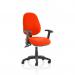 Luna III Lever Task Operator Chair Bespoke With Height Adjustable And Folding Arms In Orange KCUP0951