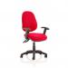 Luna III Lever Task Operator Chair Bespoke With Height Adjustable Arms In Post Box Red KCUP0952