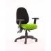 Luna III Lever Task Operator Chair Black Back Bespoke Seat With Height Adjustable And Folding Arms In Lime KCUP0970