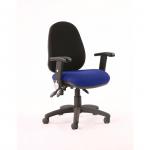 Luna III Lever Task Operator Chair Black Back Bespoke Seat With Height Adjustable Arms In Admiral Blue KCUP0977
