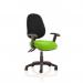 Luna III Lever Task Operator Chair Black Back Bespoke Seat With Height Adjustable Arms In Lime KCUP0978
