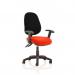 Luna III Lever Task Operator Chair Black Back Bespoke Seat With Height Adjustable Arms In Orange KCUP0983