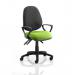 Luna III Lever Task Operator Chair Black Back Bespoke Seat With Loop Arms In Lime KCUP0986
