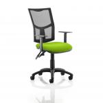 Eclipse II Lever Task Operator Chair Mesh Back With Bespoke Colour Seat in Lime With Height Adjustable Arms KCUP1010