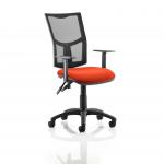 Eclipse Plus II Lever Task Operator Chair Mesh Back With Bespoke Colour Seat in Tabasco Orange With Height Adjustable Arms KCUP1012