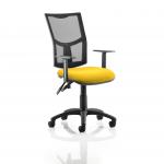 Eclipse II Lever Task Operator Chair Mesh Back With Bespoke Colour Seat in Yellow With Height Adjustable Arms KCUP1013