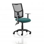 Eclipse II Lever Task Operator Chair Mesh Back With Bespoke Colour Seat in Teal With Height Adjustable Arms KCUP1015