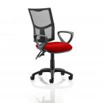 Eclipse Plus II Lever Task Operator Chair Mesh Back With Bespoke Colour Seat With loop Arms in Bergamot Cherry KCUP1017