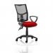 Eclipse II Lever Task Operator Chair Mesh Back With Bespoke Colour Seat With loop Arms in Post Box Red KCUP1017